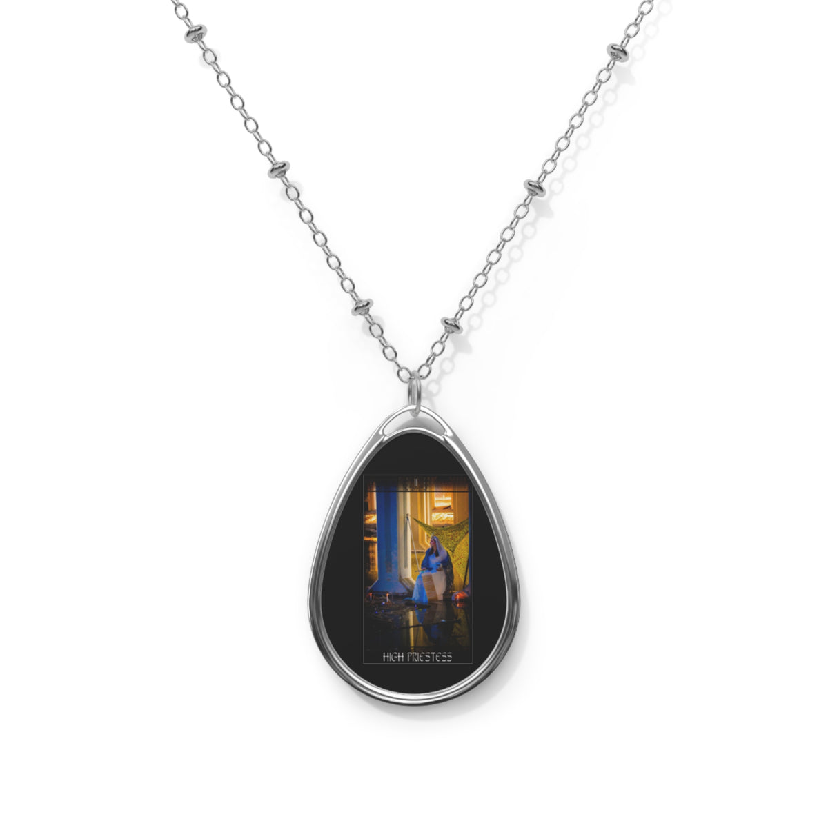 The High Priestess Tarot Card Oval Pendant